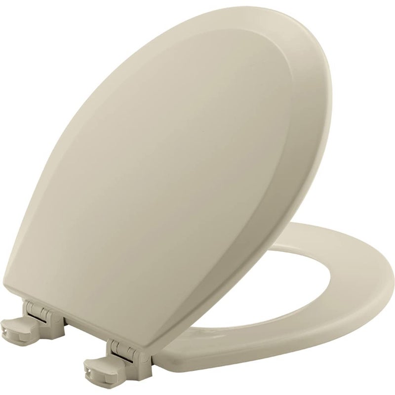 Bemis 500EC Durable Wood Toilet Seat with Easy Clean Hinges, Made in USA, Round, Bone - Image 1